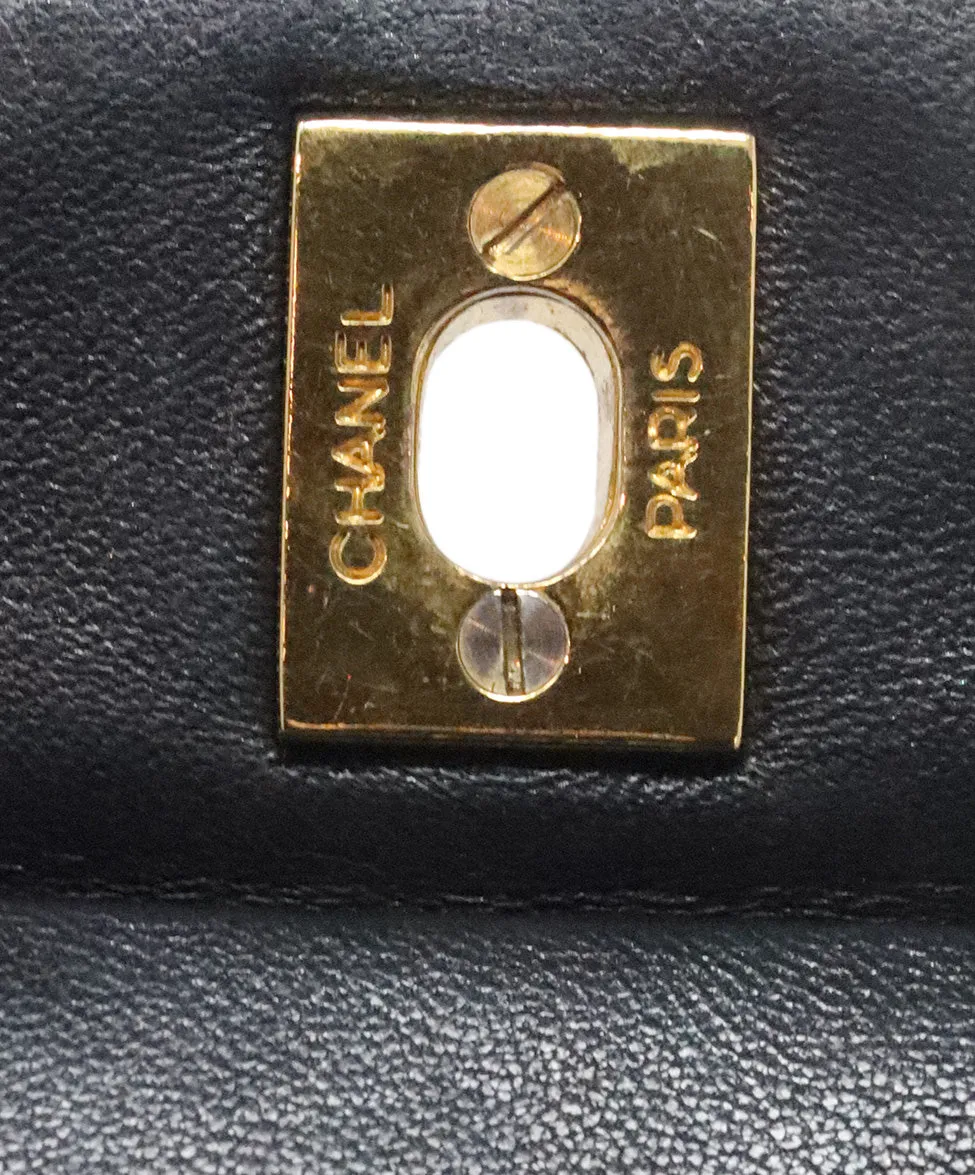 Chanel Vintage Navy Classic Medium Double Flap Bag