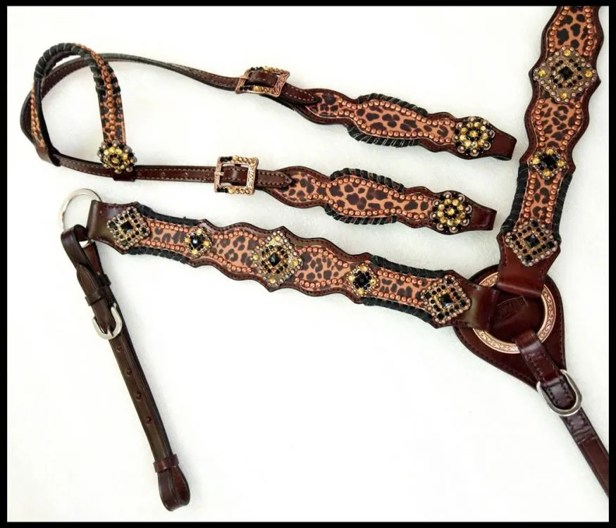 Cheetah & Jeweled Headstall Set