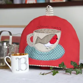 Christmas robin teacup small tea cosy