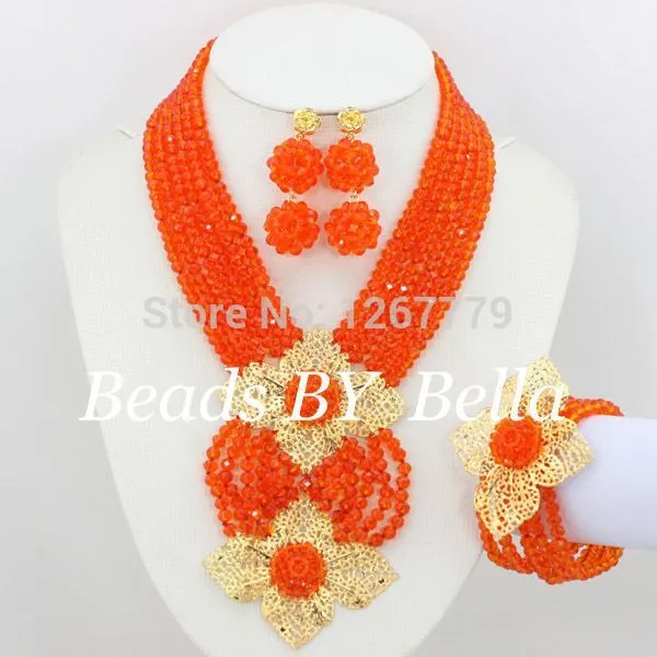 Chunky Gold Crystal Beads Women Necklace Bridal Fashion Jewelry