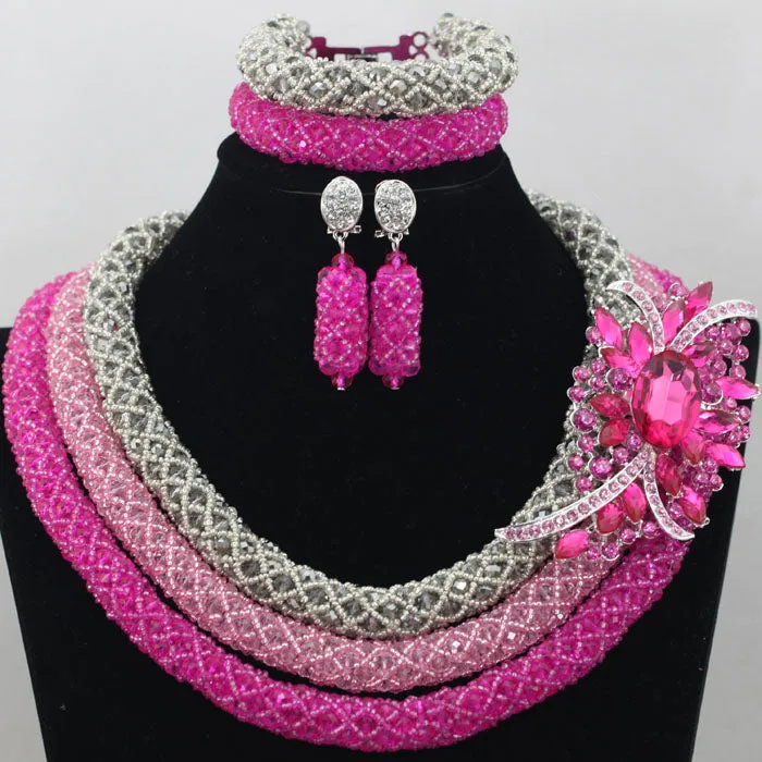 Chunky Gold Crystal Beads Women Necklace Bridal Fashion Jewelry