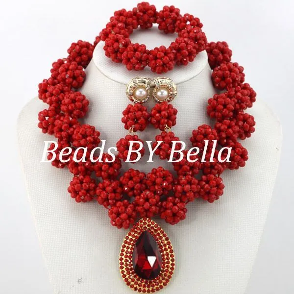 Chunky Gold Crystal Beads Women Necklace Bridal Fashion Jewelry