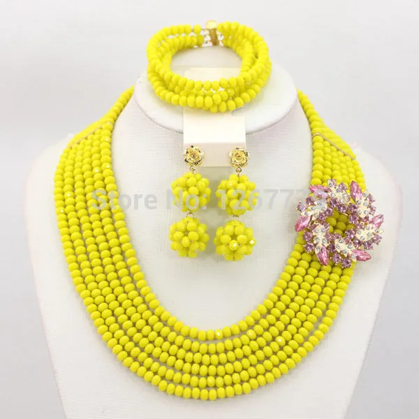 Chunky Gold Crystal Beads Women Necklace Bridal Fashion Jewelry