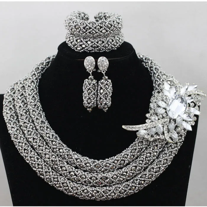 Chunky Gold Crystal Beads Women Necklace Bridal Fashion Jewelry