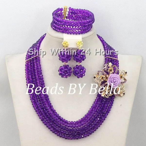 Chunky Gold Crystal Beads Women Necklace Bridal Fashion Jewelry