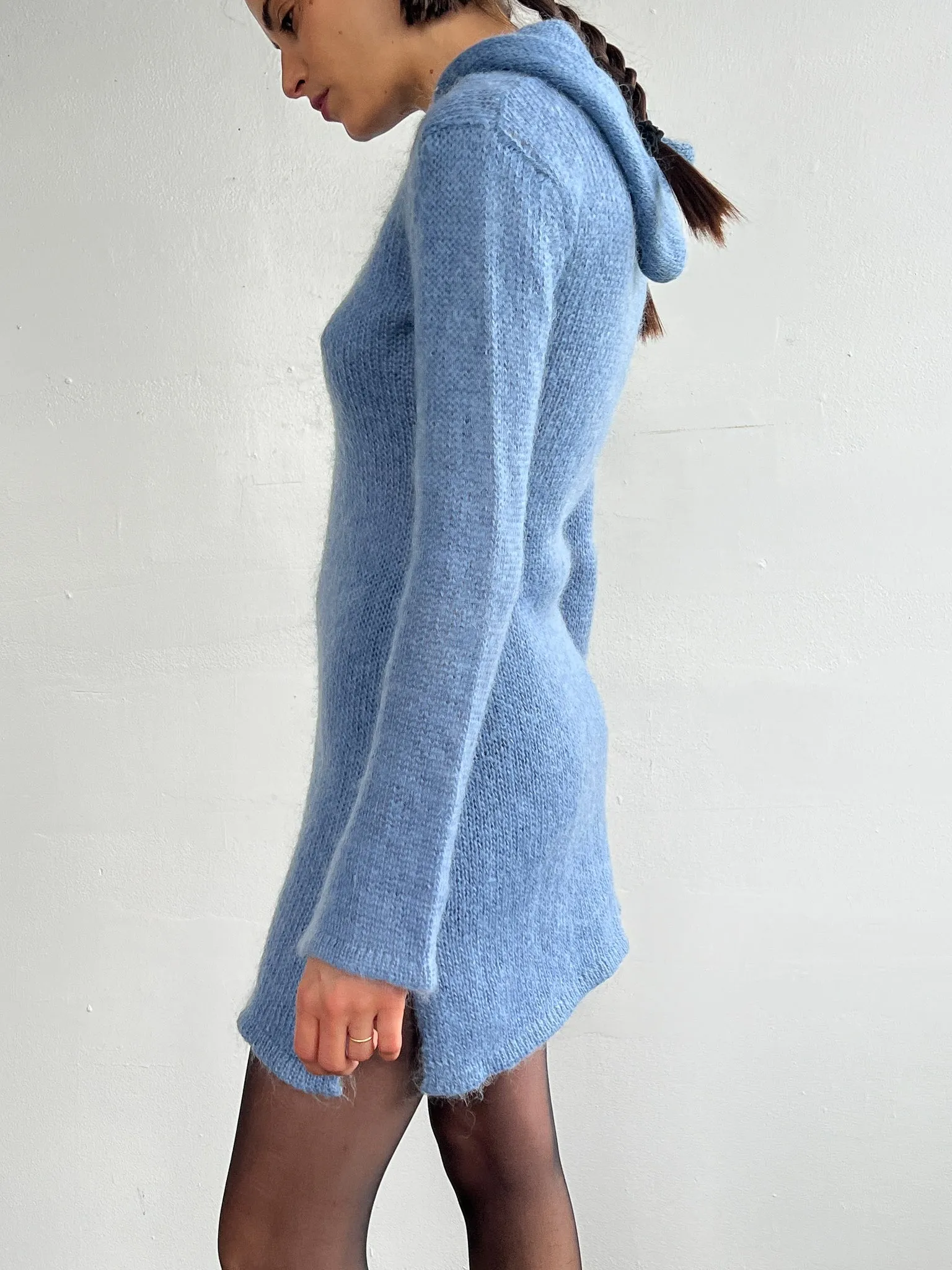 Cornflower Mohair Hoodie Dress (M)