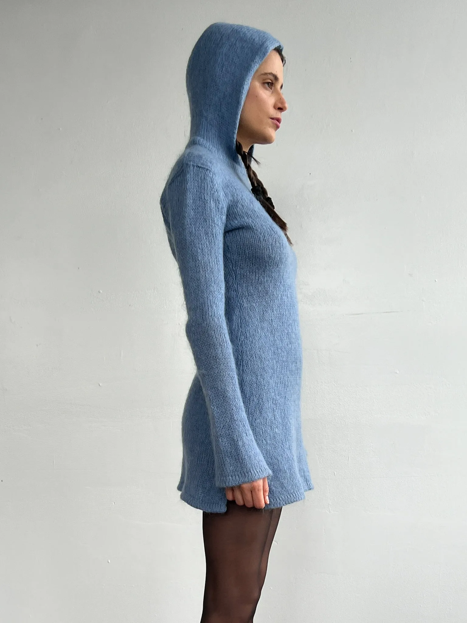 Cornflower Mohair Hoodie Dress (M)