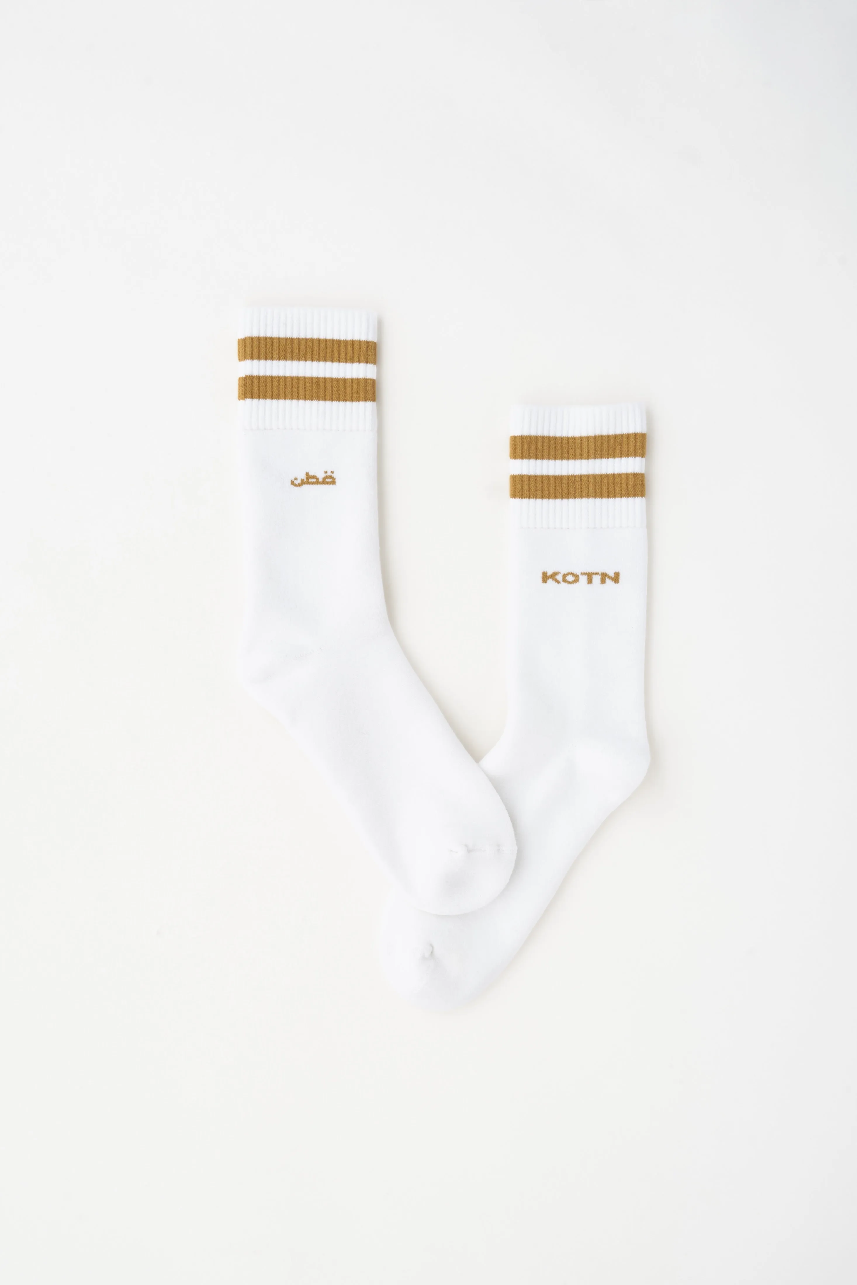 Crew Socks in Mustard Gold Stripe