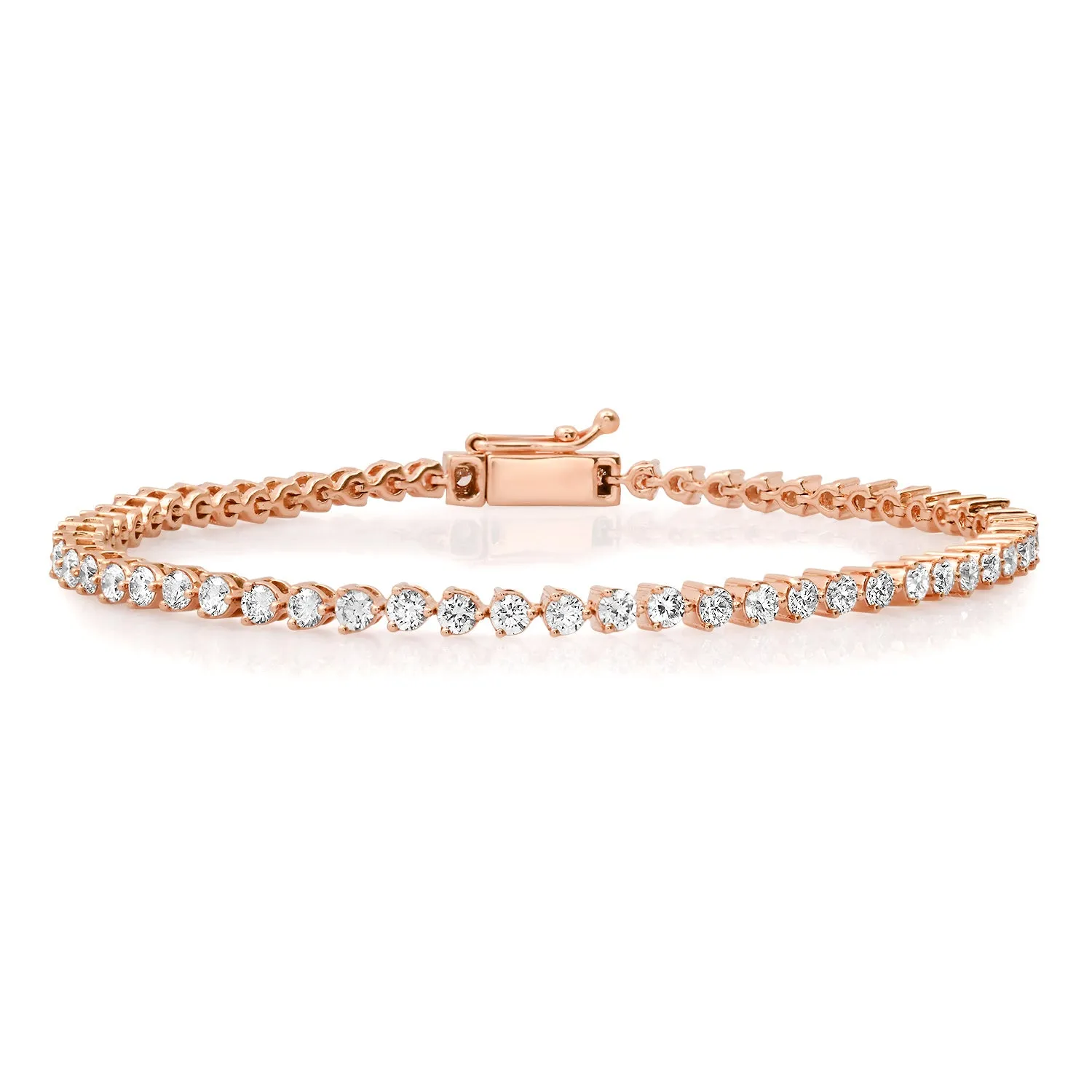 Dainty Three Prong Round Diamond Tennis Bracelet