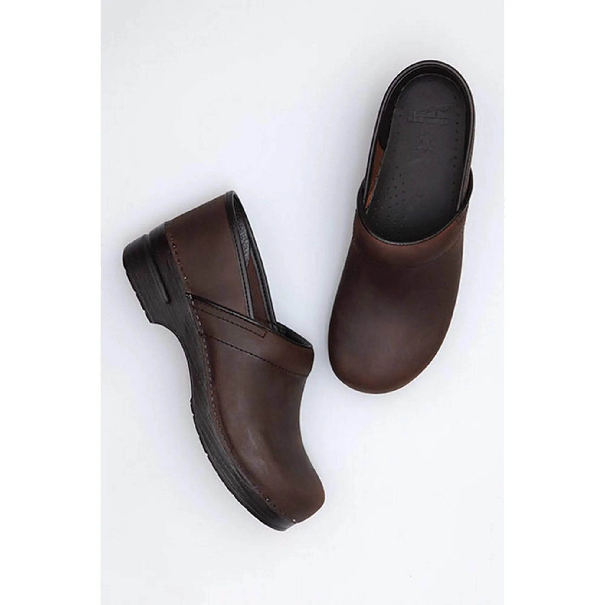 DANSKO Narrow Professional Brown Oiled Leather Clogs