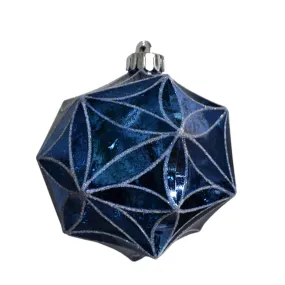 David Christophers 5" Mercury Geometric Glitter Ball Ornament-Classic Blue