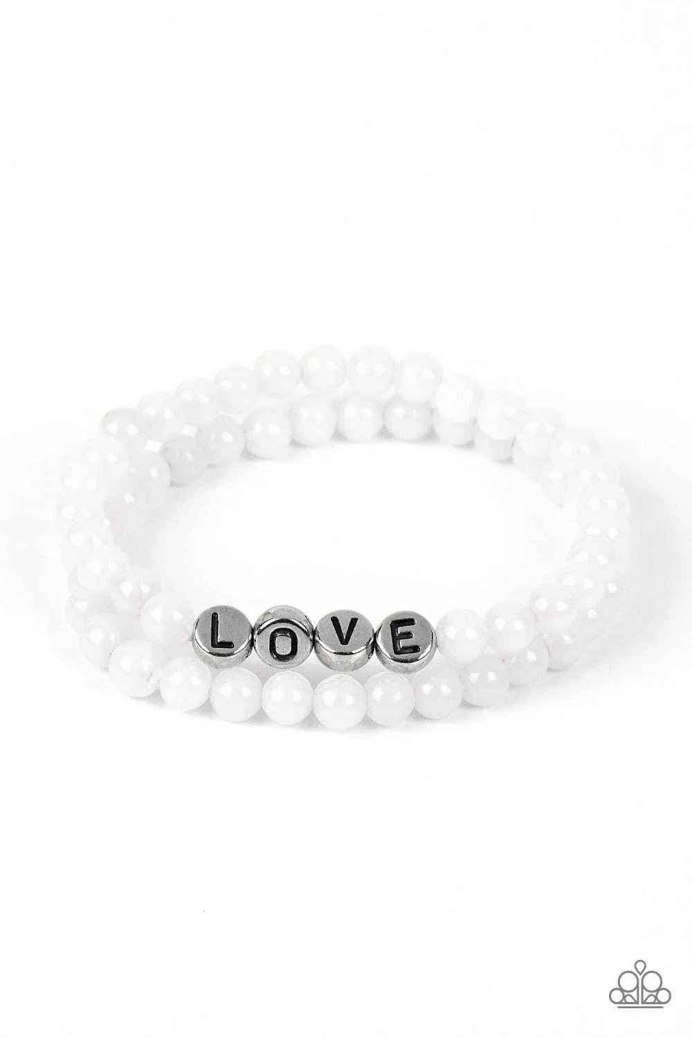 Devoted Dreamer White Inspirational Bracelet - Paparazzi Accessories