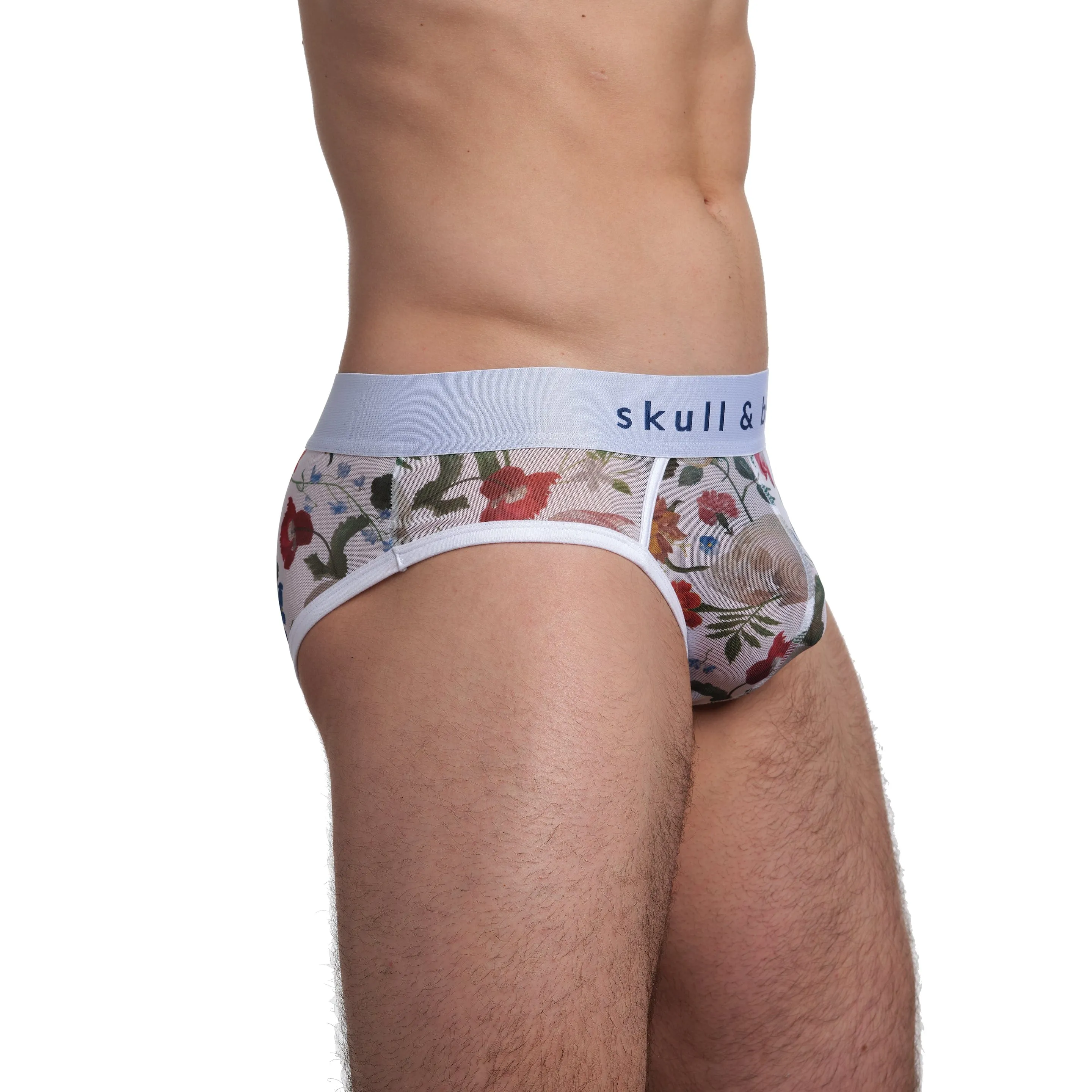 Dutch Floral Mesh Brief White