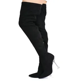 Estella Pointed Toe Thigh High - Black