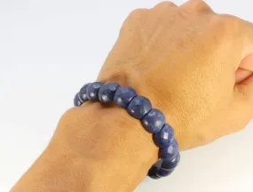 Faceted Lapis Lazuli Bracelet - Elastic & Double Reinforced stimulating insight, awakening the third eye