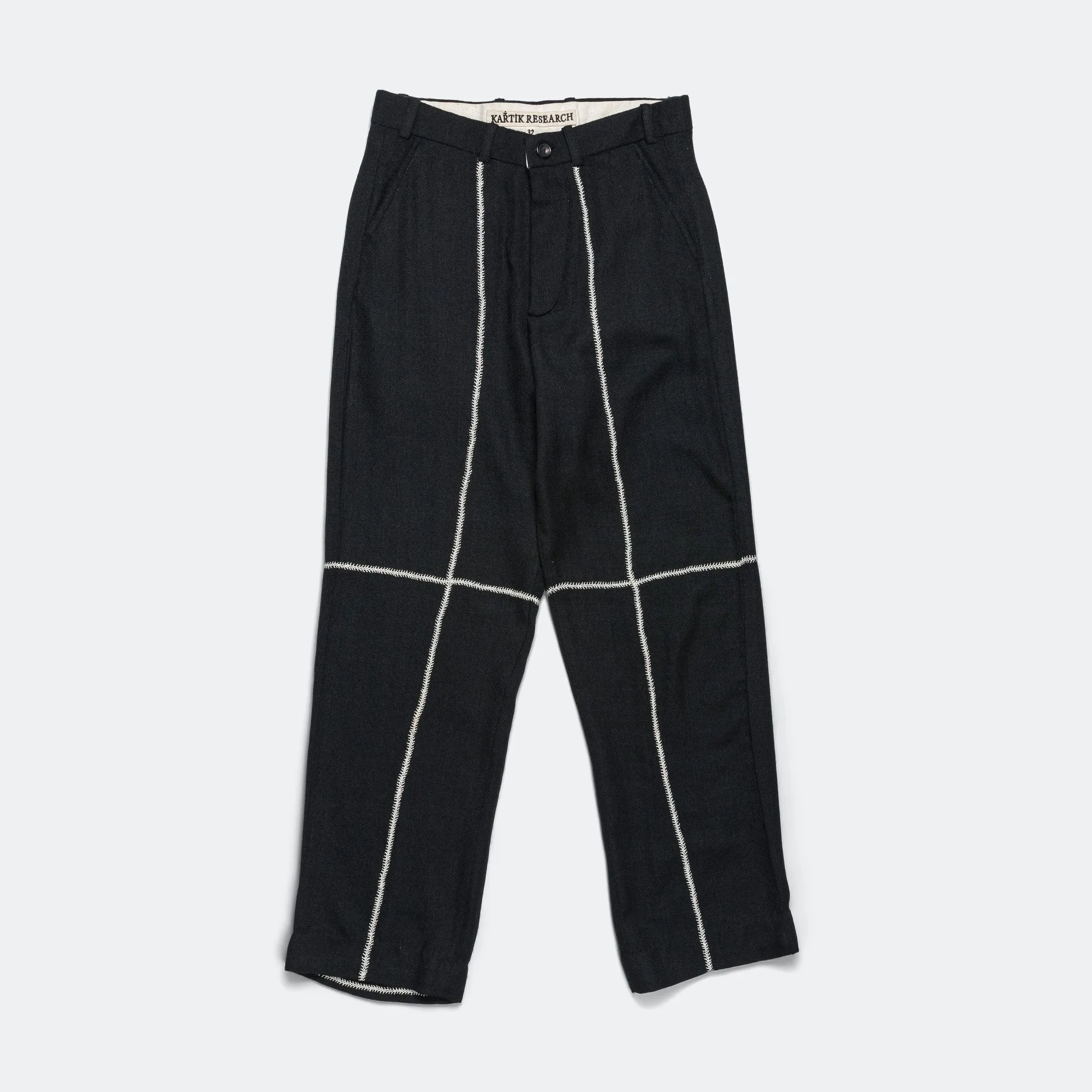 Flat Front Trouser - Black/White