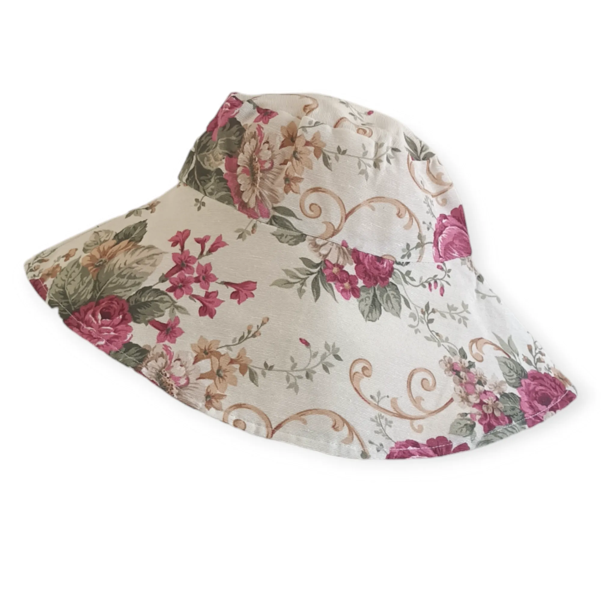 Floral Print Wide Brim Hat - Red