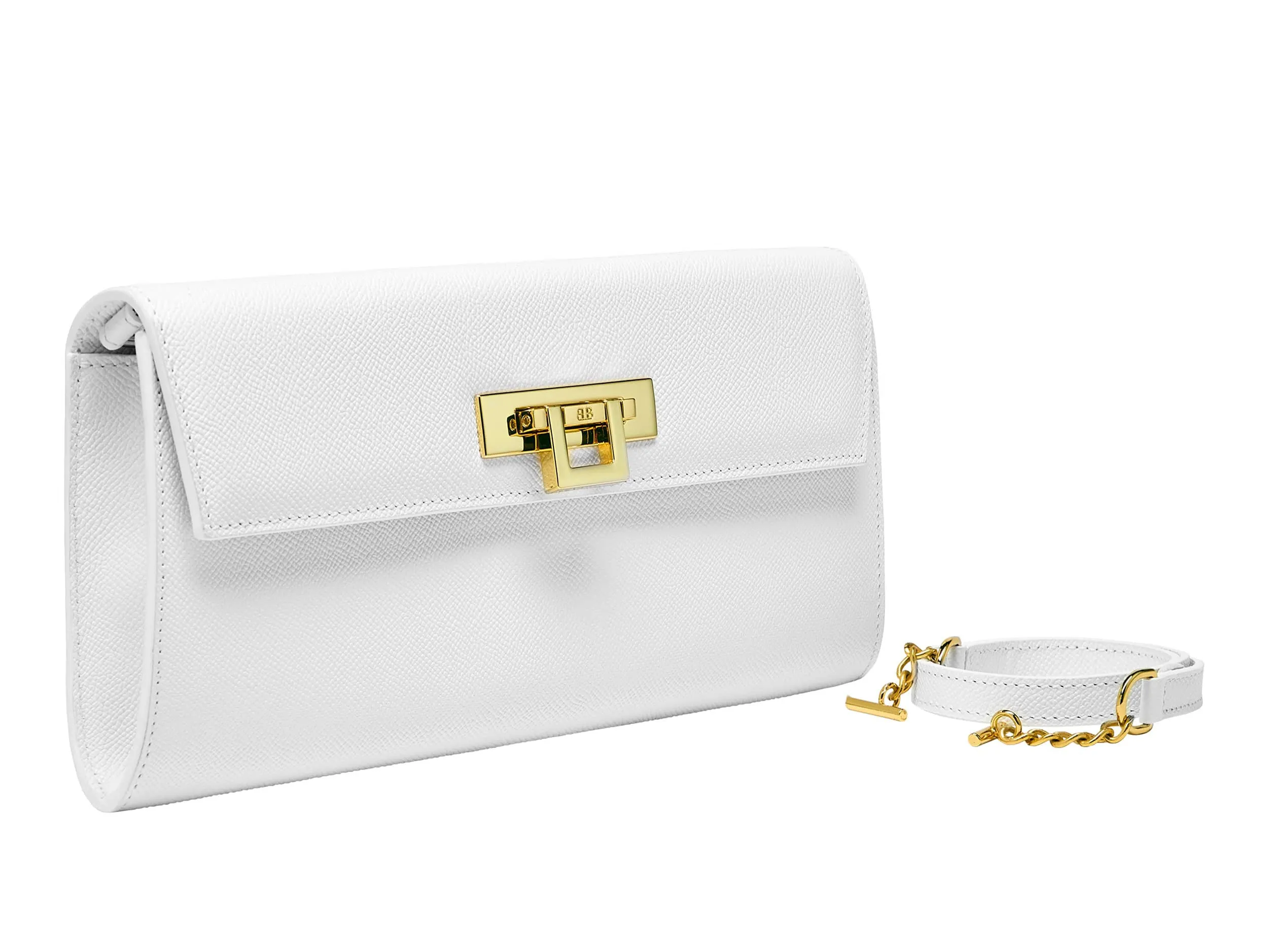 Fonteyn Clutch Dolomite Pebble Print Calf Leather Handbag - White