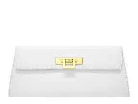 Fonteyn Clutch Dolomite Pebble Print Calf Leather Handbag - White