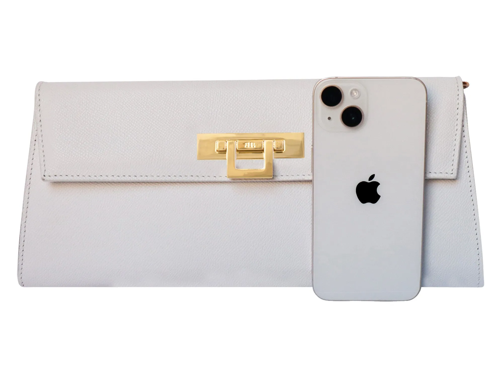 Fonteyn Clutch Dolomite Pebble Print Calf Leather Handbag - White