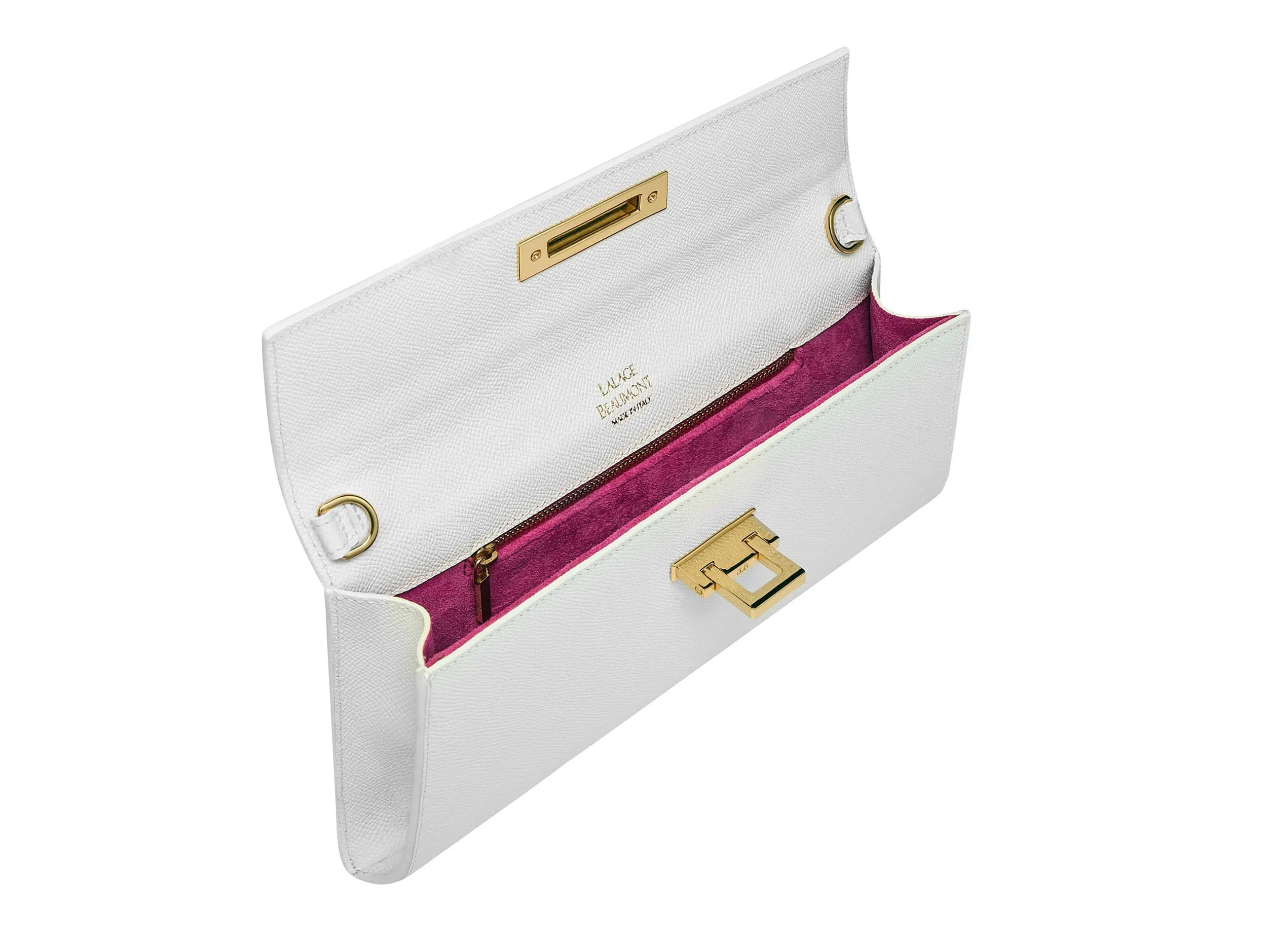 Fonteyn Clutch Dolomite Pebble Print Calf Leather Handbag - White