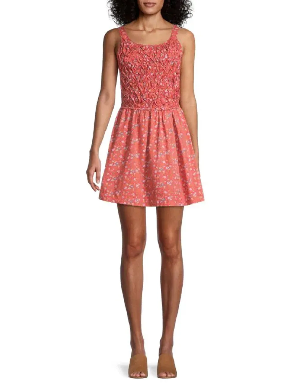 Free People Women's Petunia Mini Fit-&-Flare Dress, Poppy Combo, S