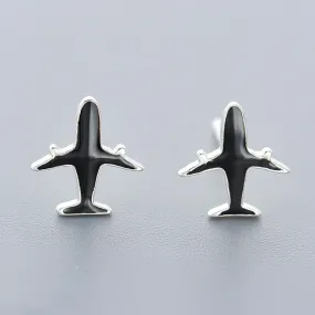 Fresh Accessories -Black planes Sterling Silver Stud Earrings