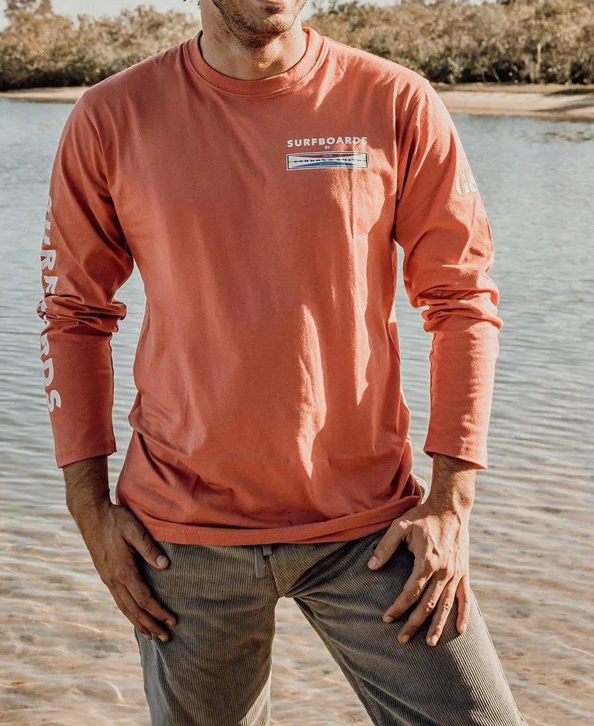 G&S Surfboard Comp LS Tee  | Wash Red