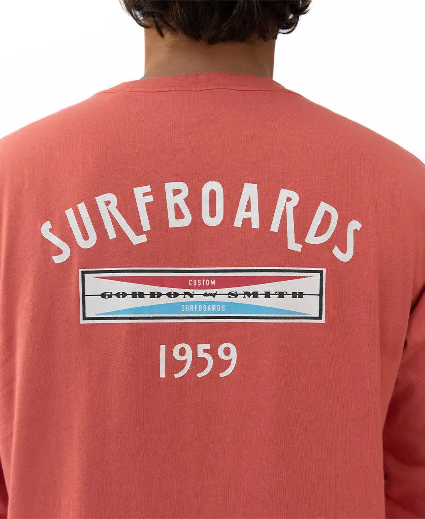 G&S Surfboard Comp LS Tee  | Wash Red