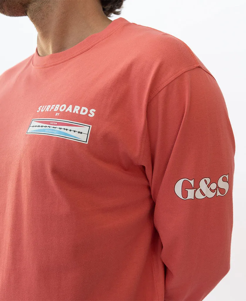 G&S Surfboard Comp LS Tee  | Wash Red