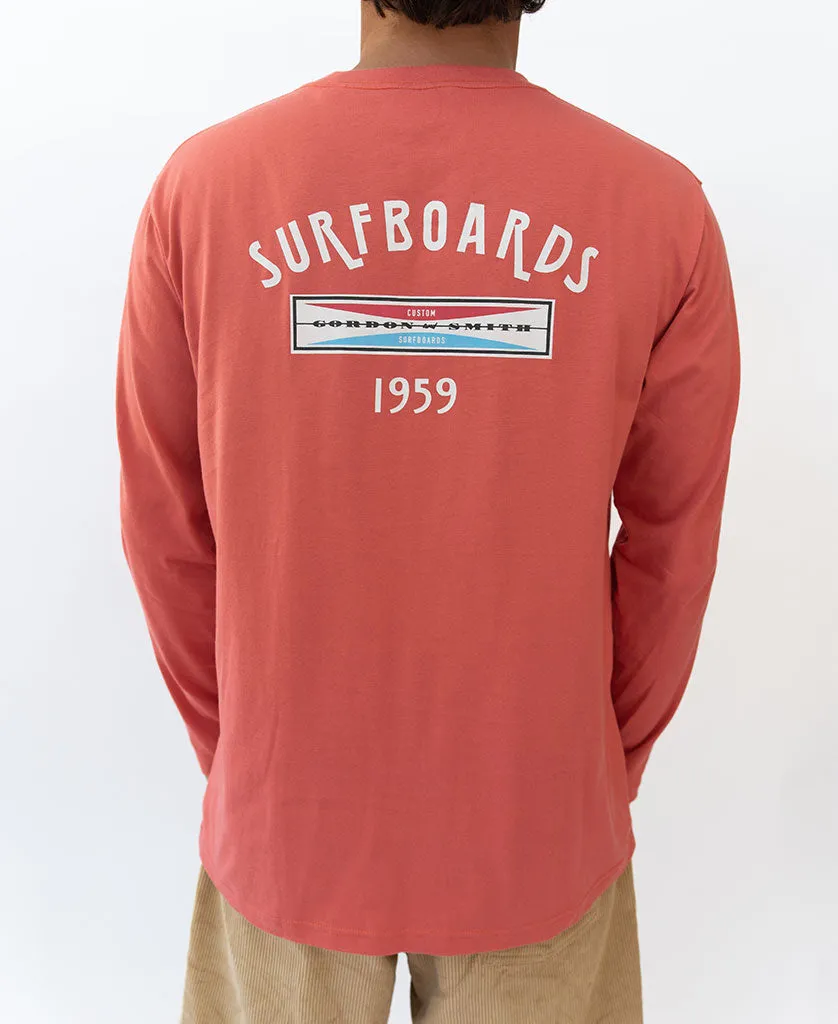 G&S Surfboard Comp LS Tee  | Wash Red