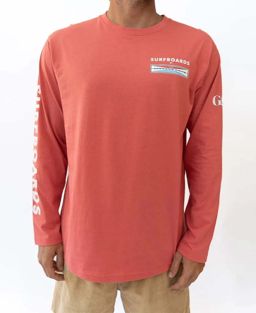 G&S Surfboard Comp LS Tee  | Wash Red