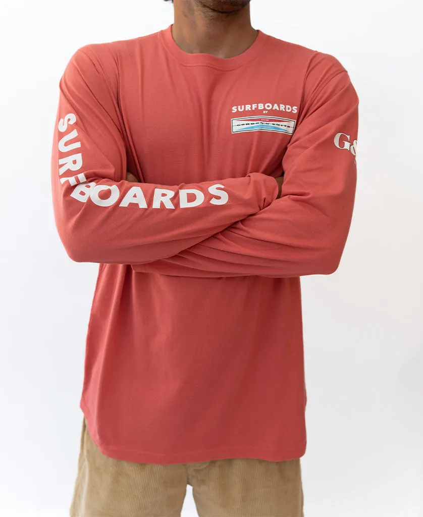 G&S Surfboard Comp LS Tee  | Wash Red