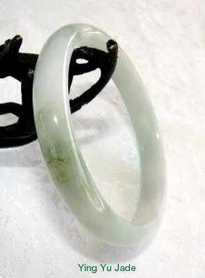 Glowing White and Soft Green Veins Old Mine Lao Pit Jadeite Bangle 57.5mm (BB2851)