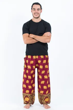 Golden Elephant Men's Elephant Pants in Maroon