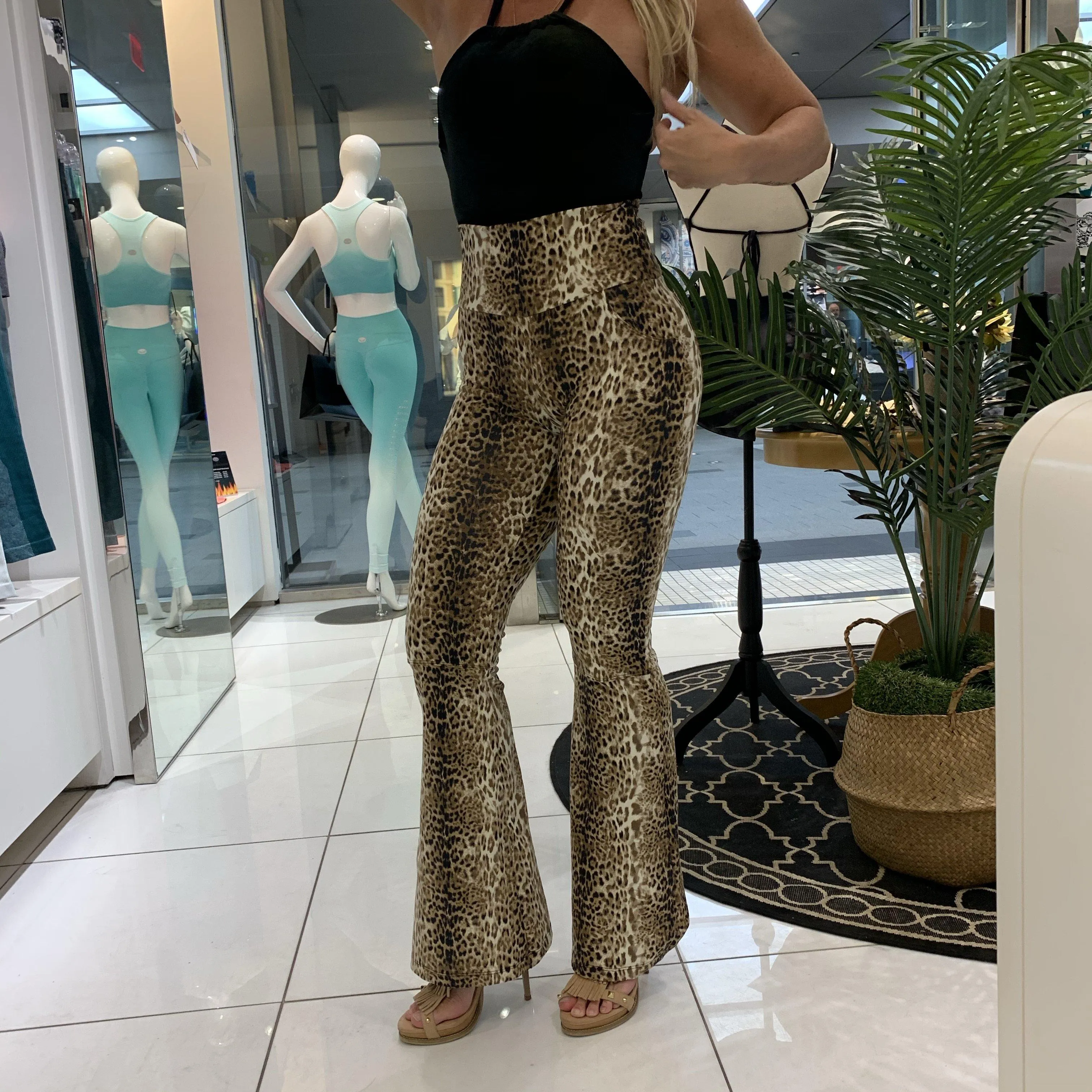 Golden Leopard Flare Pants