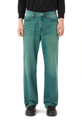 Green Tinted Denim Pants - Green Blue