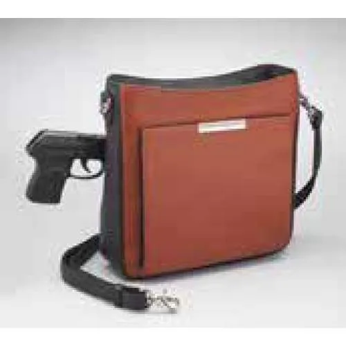 GTM Original Cinnamon & Black Leather Conceal Carry Crossbody Purse with Built in Wallet