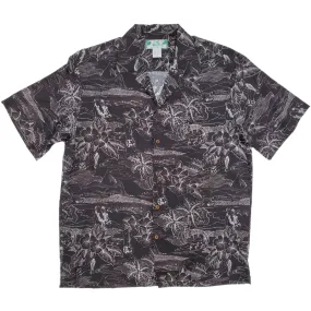 Hawaiian Scenery Rayon Shirt | Black