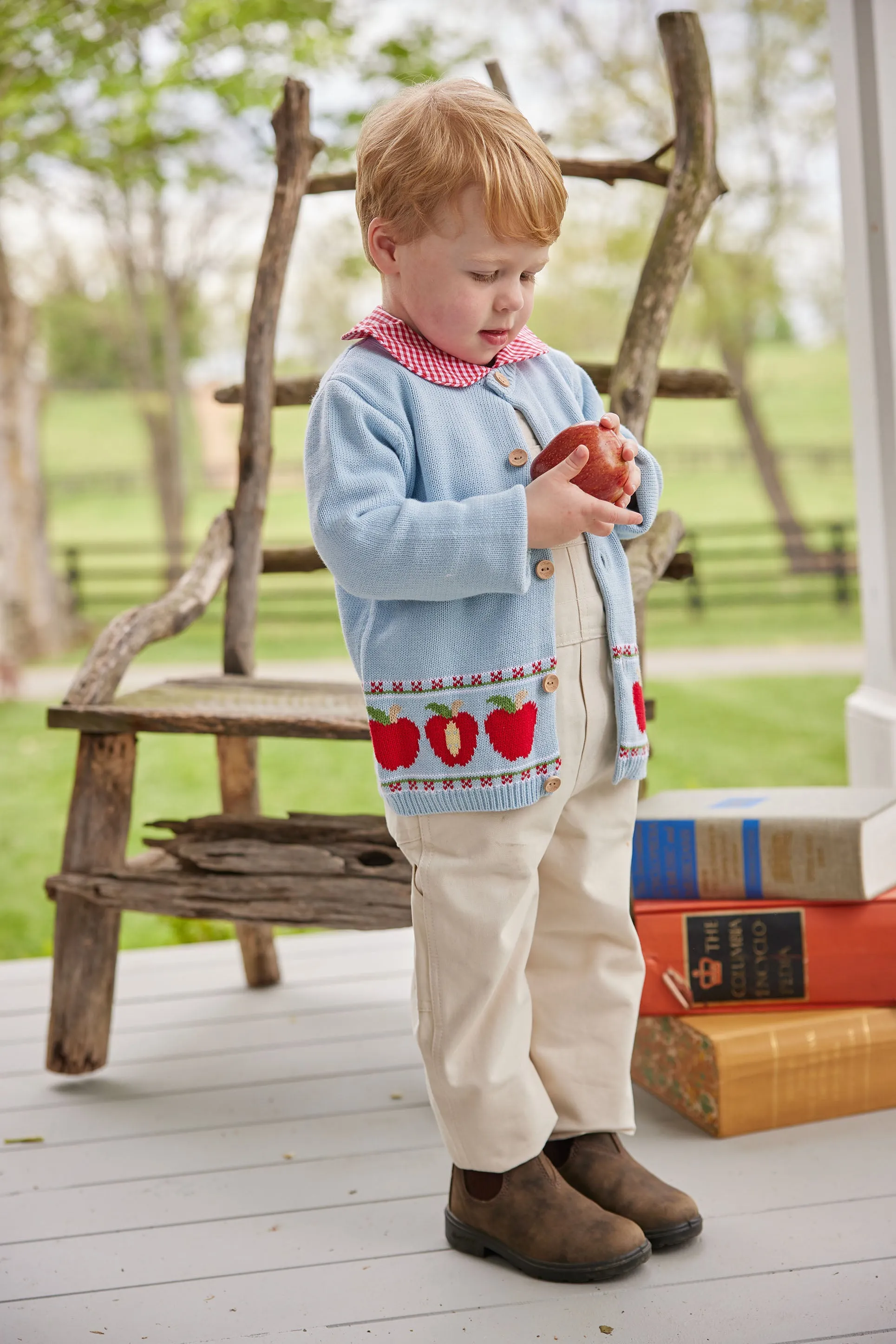 Intarsia Cardigan - Apple