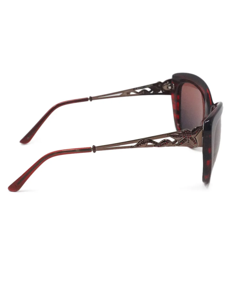 Judith Leiber Burgundy Sunglasses w/ Rhinestone Trim