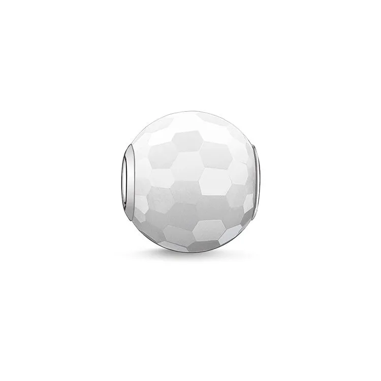 KARMA BEAD - STERLING SILVER WHITE JADE FACETED BEAD