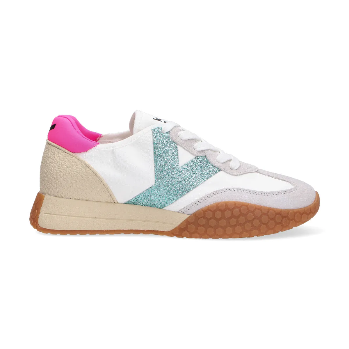 Keh-noo sneaker camoscio nylon bianco turchese