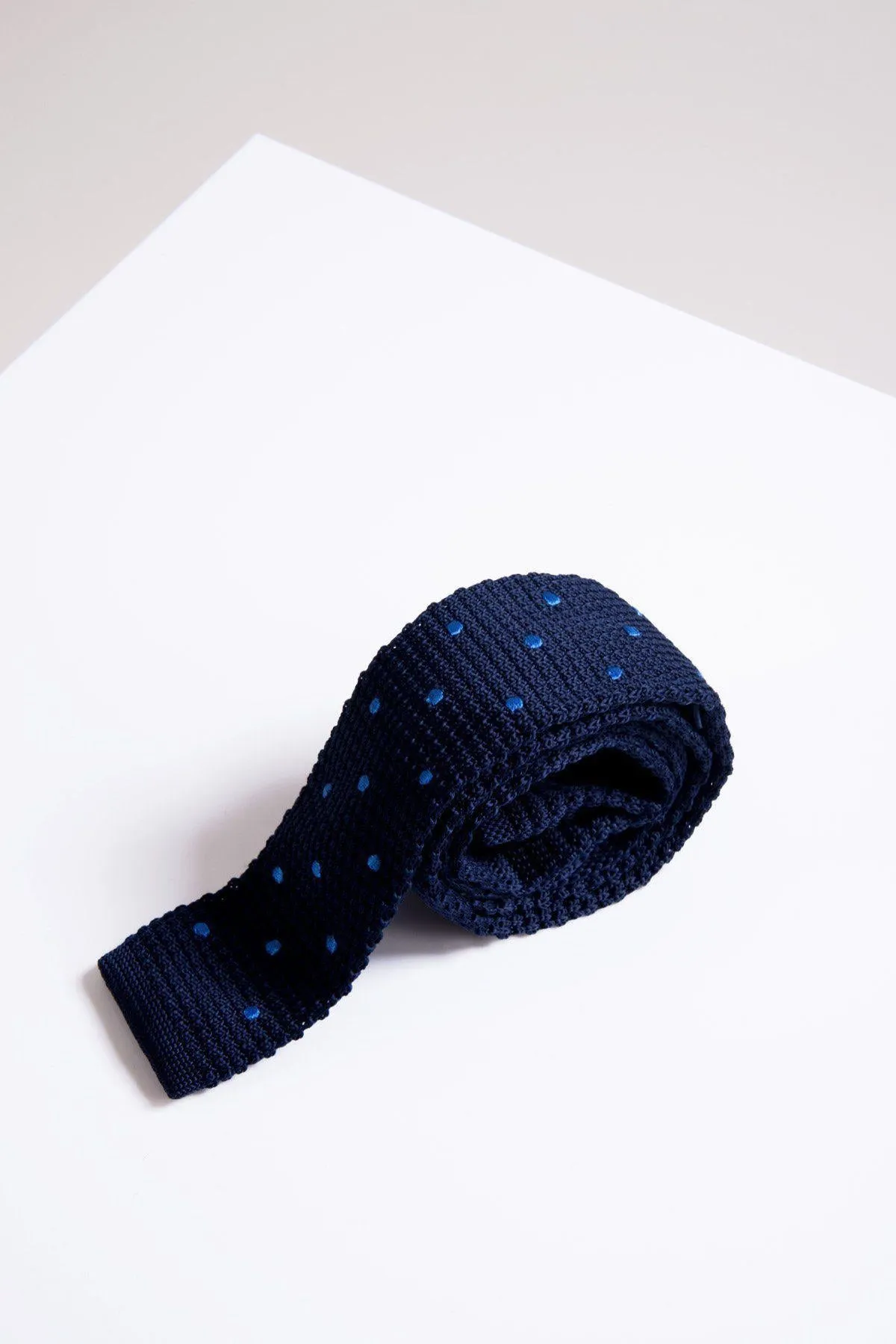 KT - Navy Light Blue Spot Knitted Tie