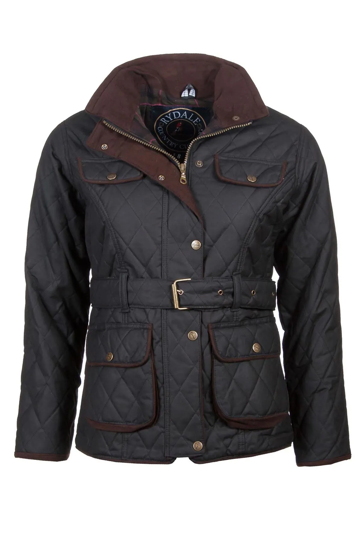 Ladies Diamond Quilted Belted Wax Jacket