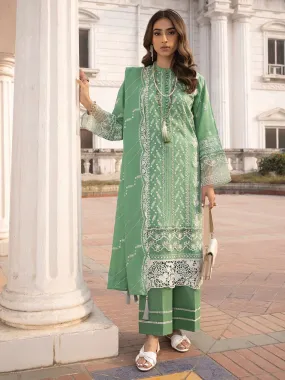 Lakhany Green Unstitched Embroidered Lawn 3-Piece Suit (LG-ZH-0062)