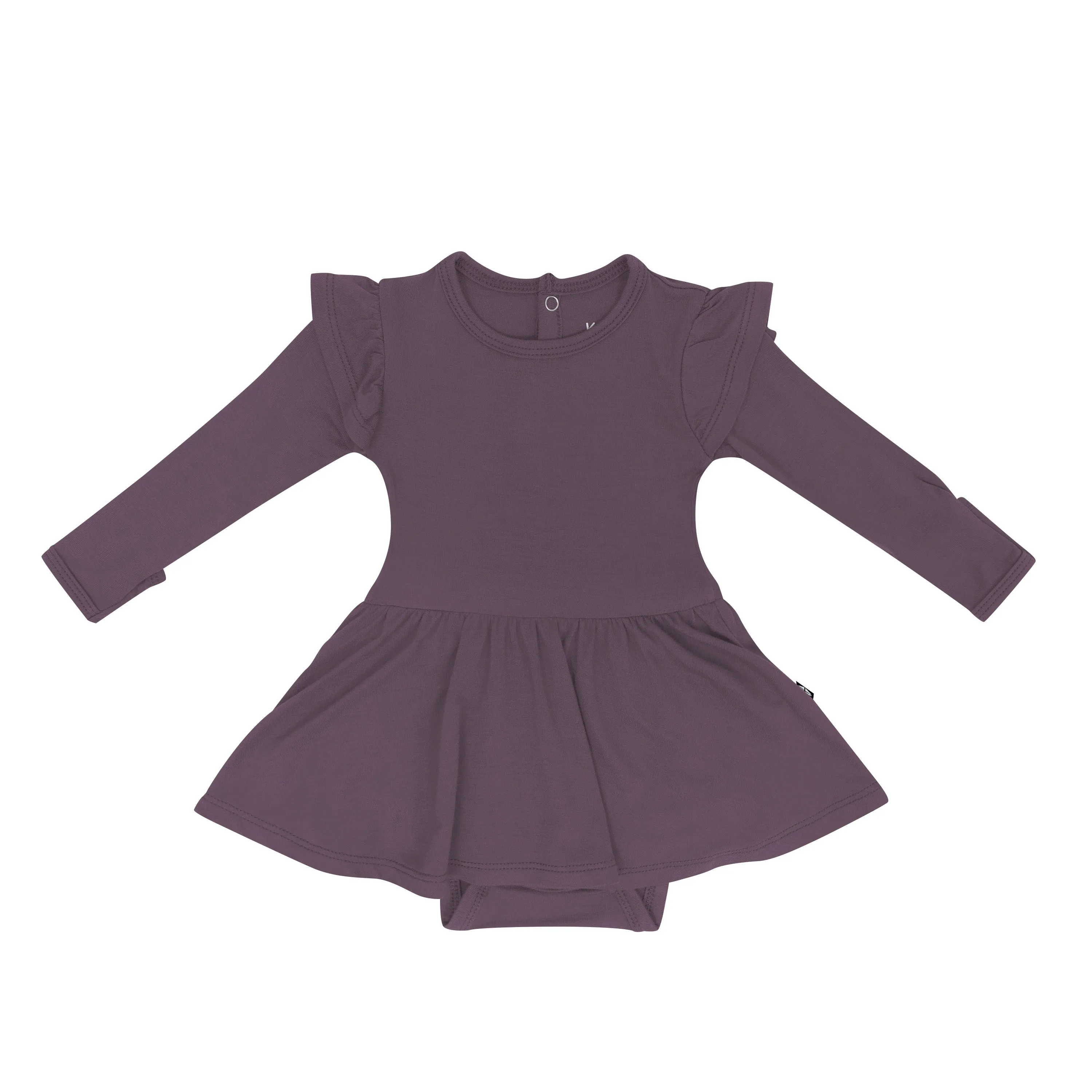 Long Sleeve Twirl Bodysuit Dress in Currant