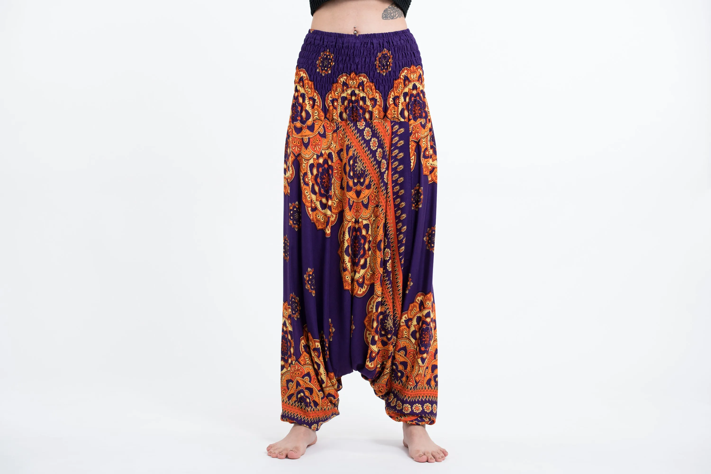 Lotus Mandalas 2-in-1 Jumpsuit Harem Pants in Purple