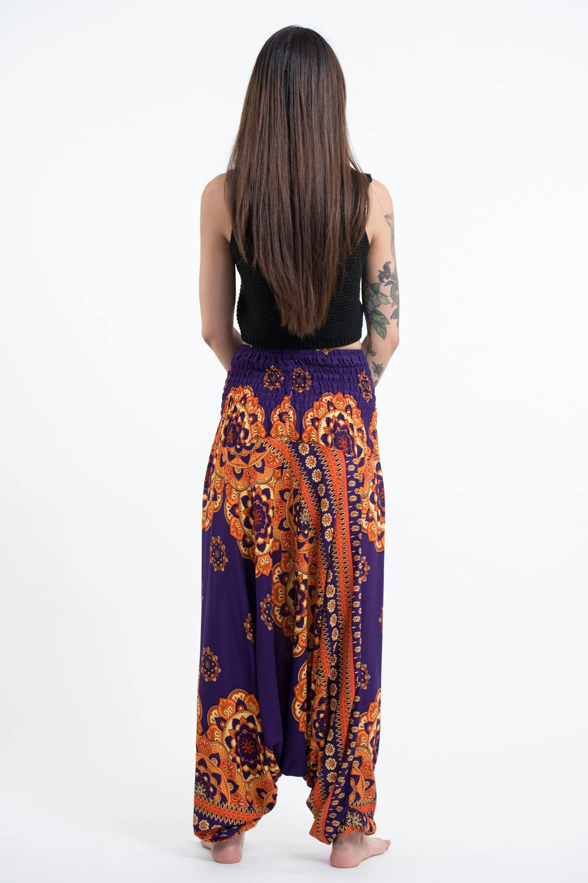 Lotus Mandalas 2-in-1 Jumpsuit Harem Pants in Purple