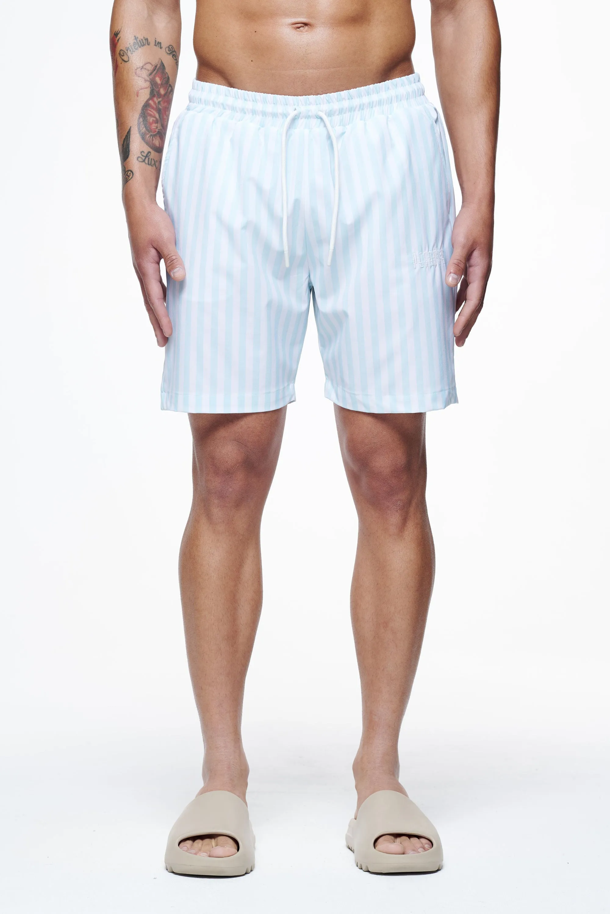 Manett Striped Swim Shorts Riviera Blue White